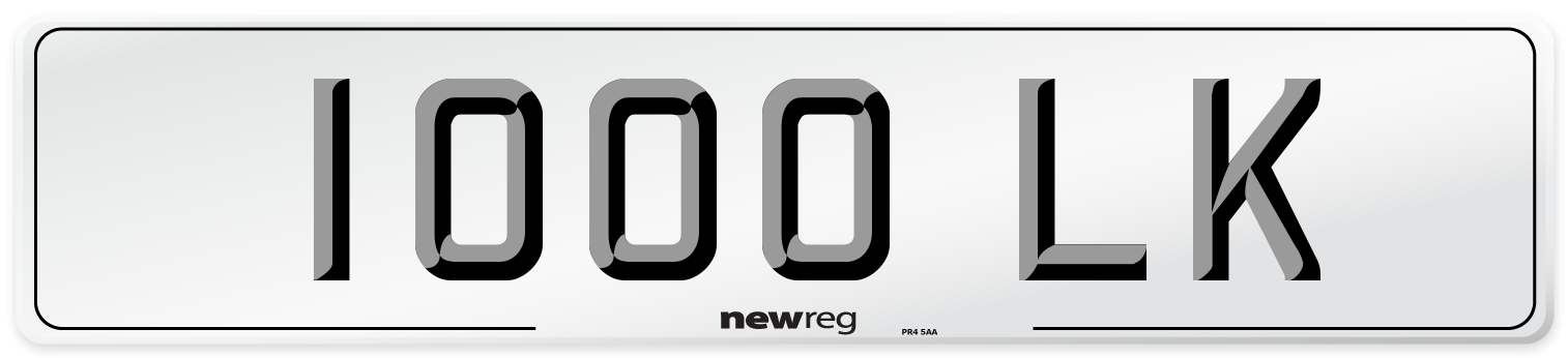 1000 LK Number Plate from New Reg